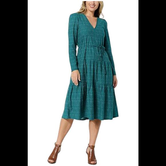 La Joie V-Neck Tiered Mid-Length Dress Pacific Chevron - Regular - Picture 1 of 1